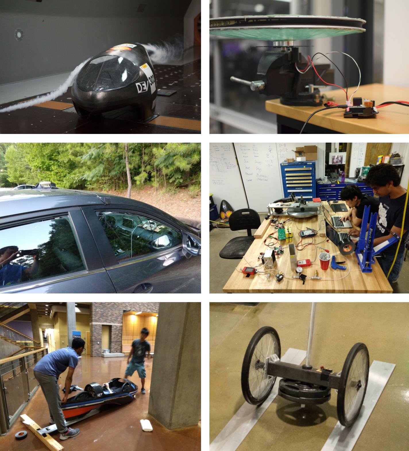 Some of the testing setups used